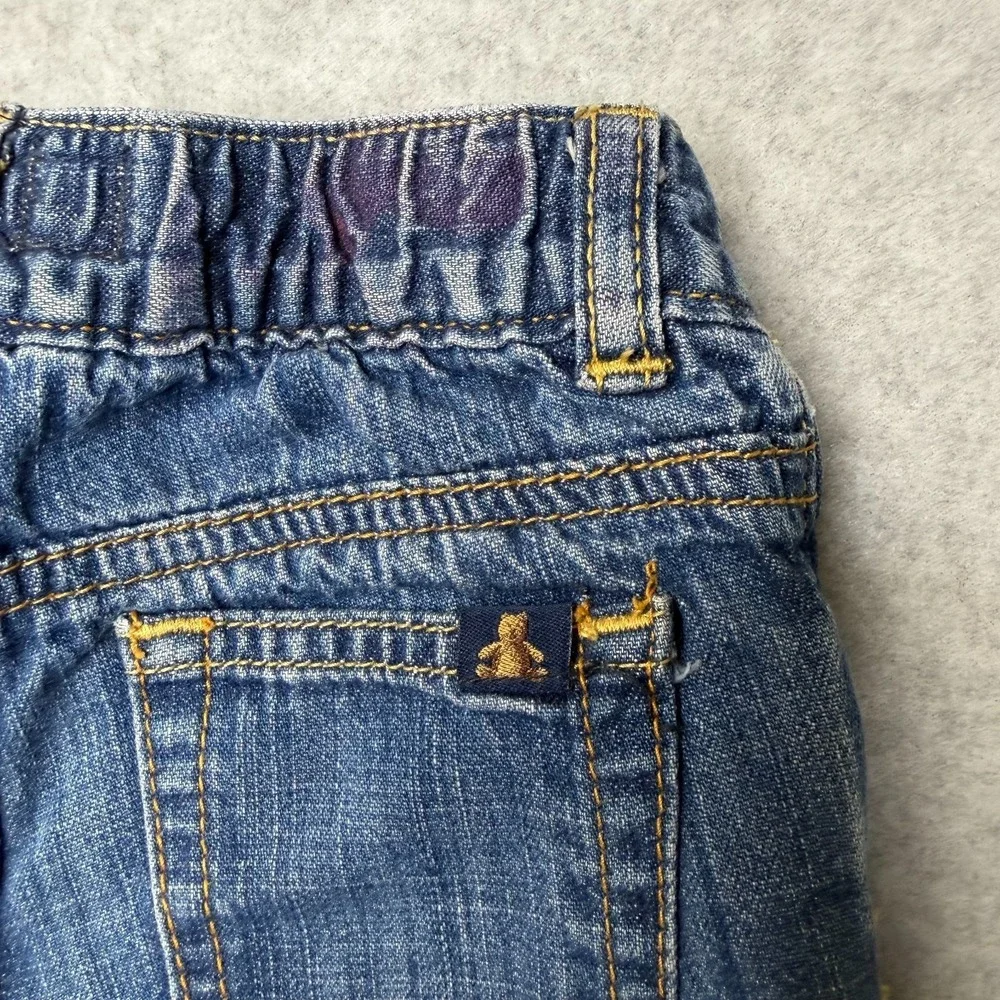 Baby Gap 12-18 Months Jersey Lined Denim Jeans Blue‎ Snap Inseam Straight Leg